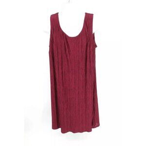 R & M Richards Wine Dress 16W Sleeveless Textured Crinkle Design NWOT